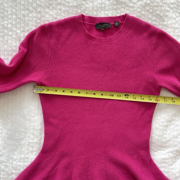 Ted Baker Bobbe London Peplum Sweater Pink Flared Top Cashmere Blend Womens S - Picture 12 of 14